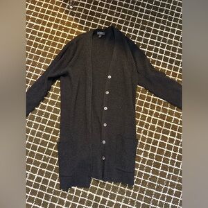 Dark Grey Long 100% Merino Wool Cardigan